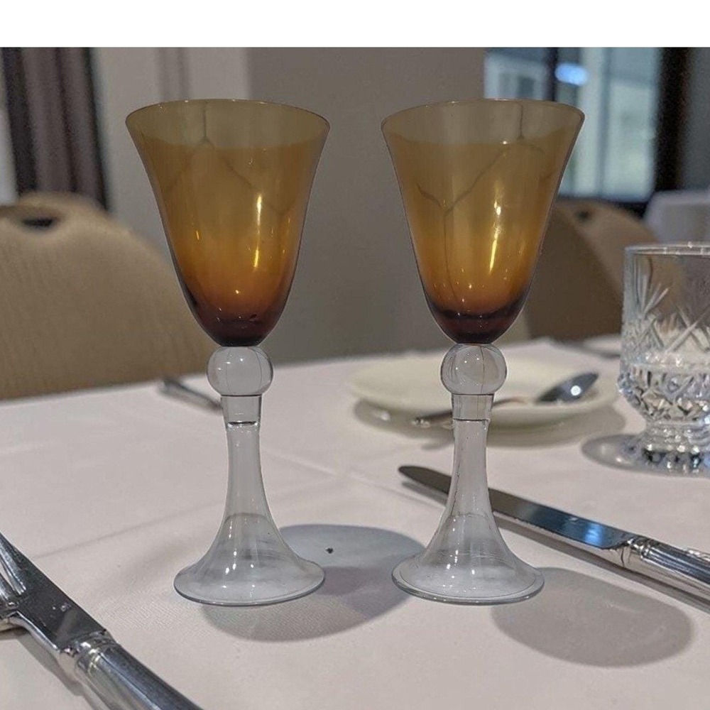 IL Caffe Grande Amber‎ Goblets, Set of 2, Replacement Stemware, Cocktail Glasses